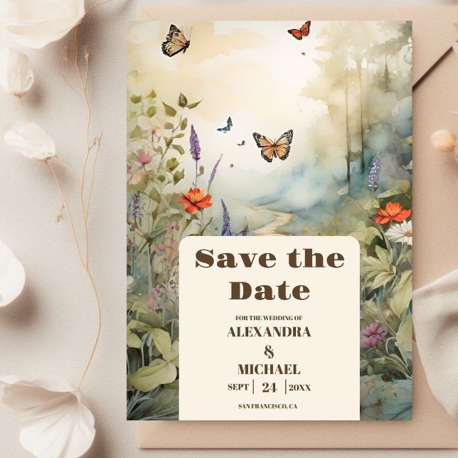 Save The Date Boho Fleur sauvage Mountain Meadow (Créateur téléchargé)