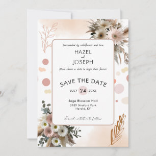 Save The Date Boho Fleur sauvage Romance   Nature rustique Flora