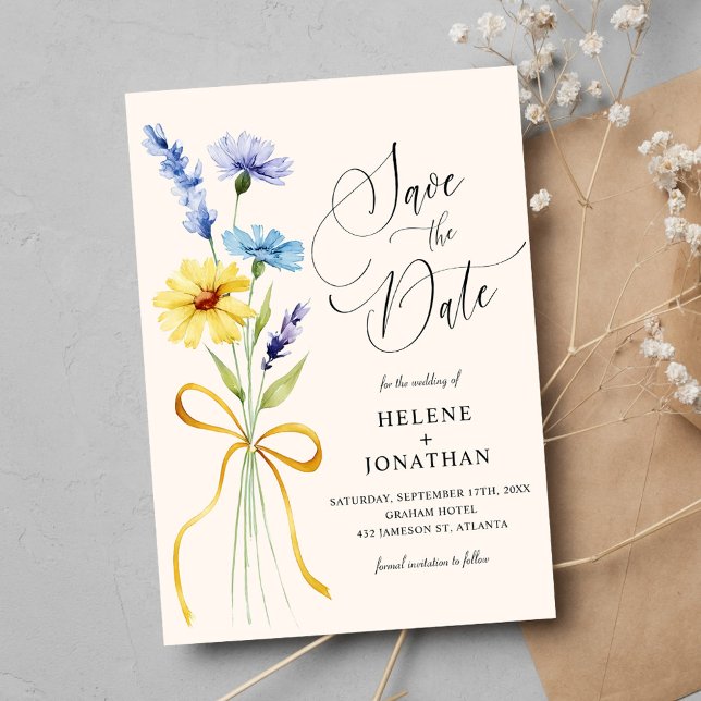 Save The Date Boho Fleur sauvage Rustic Garden Mariage élégant (Boho Wildflower Rustic Garden Elegant Wedding Save The Date)