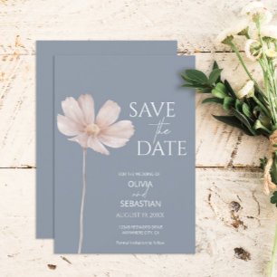 Save The Date Boho Fleur sauvage simple   Dusty Blue Mariage