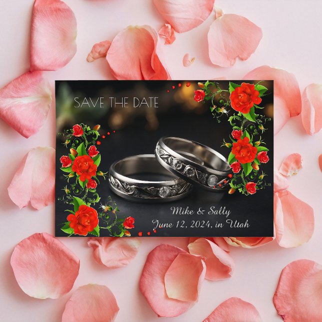 Save The Date Boho Fleurs Décoratives Rouges Mariage (boheme wedding, wedding plan, colours wedding, wildflower wedding, boho wedding, save the date rose)