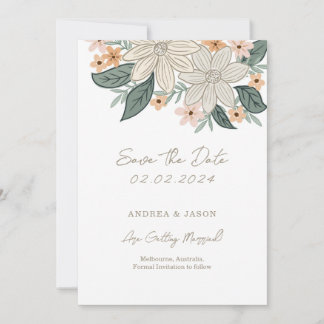 Save The Date Boho floral, ligne dessinée à la main pour sauver