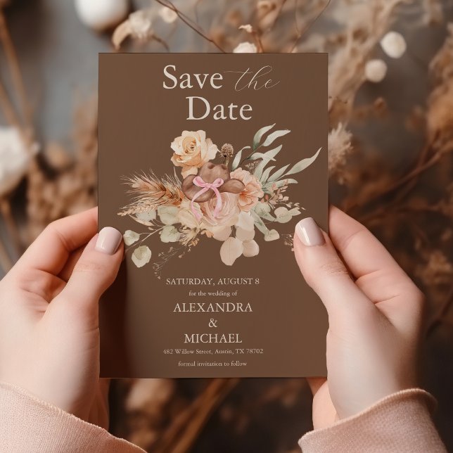 Save The Date Boho Floral Mariage occidental (Créateur téléchargé)