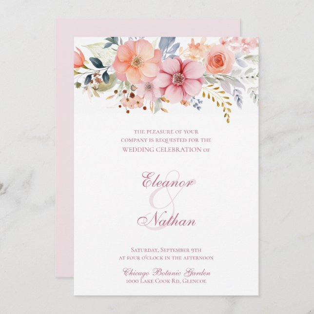 Save The Date Boho Floral Printemps Mariage été (Devant / Derrière)