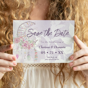 Save The Date Boho Handfasing Moon Phase Dreamcatcher