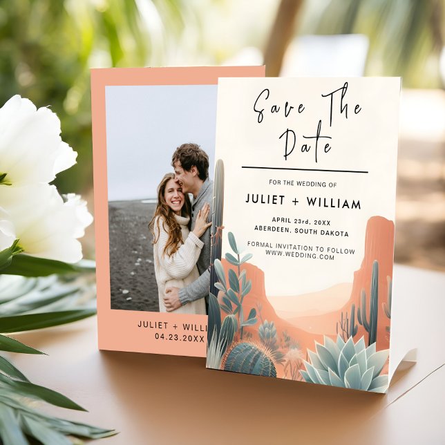 Save The Date Boho Leaf Desert Cactus Succulent Mariage (Créateur téléchargé)