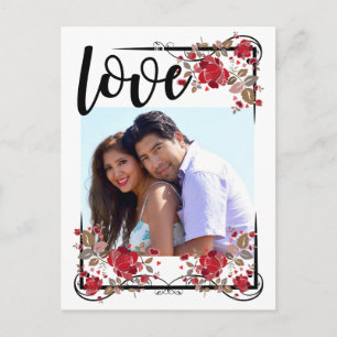Save the Date Boho Love and Roses Photo Poscard Announcement Postcard