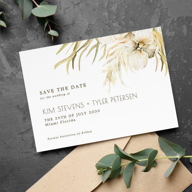 Save The Date Boho mariage pampas herbe mariage moderne (Créateur téléchargé)