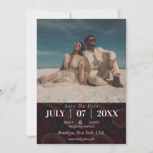 Save The Date Boho Minimal Rustic Rose Mariage d'automne