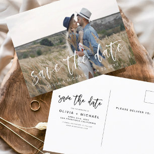 Save the Date Boho Minimalist Photo Modern Postcard