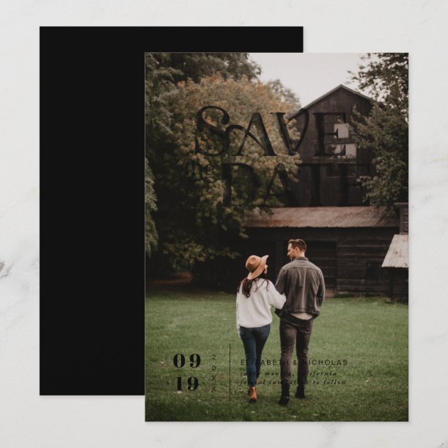 Save The Date Boho moderne simple | Photo Enregistrer la date (Devant / Derrière)