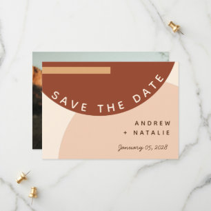 Save The Date Boho moderne tonalité Terre Cercles Abstraits Mari