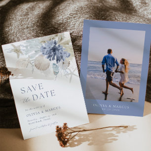 Save The Date Boho On The Beach Dusty Blue Photo Mariage