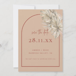 Save The Date Boho Palm Feuille Floral Terracotta Blush Arche mo