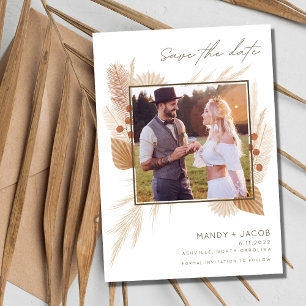 Save The Date Boho Pampas Grass photo mariage Enregistrer la dat
