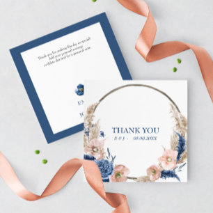 Save The Date Boho pastel blue & blush  Wedding "Thank you" Card