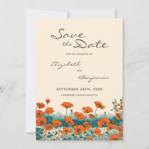 Save The Date Boho Photo Floral Fleur sauvage Rustic QR code