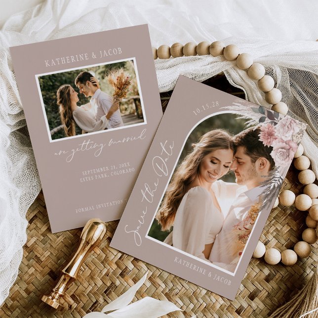 Save The Date Boho Photo Wedding Enregistrer La Date (Créateur téléchargé)