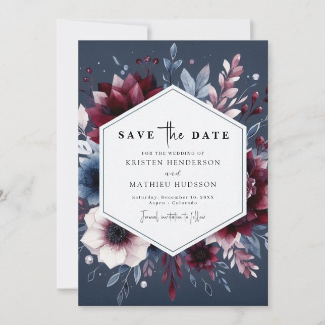 Save The Date Boho Printable Bourgogne (Devant)