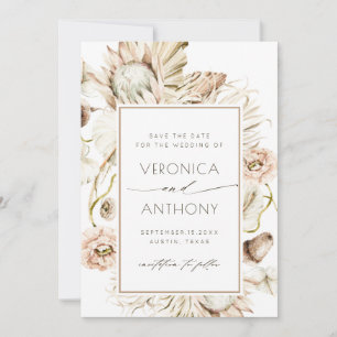 Save The Date Boho Protea Pampas Aquarelle en laiton Mariage Pho