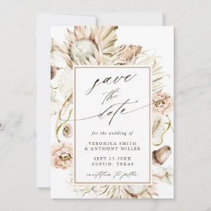 Save The Date Boho Protea Pampas Aquarelle en laiton Mariage Pho
