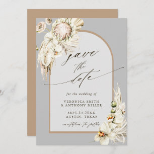 Save The Date Boho Protea Pampas Gris Gris Mariage Photo