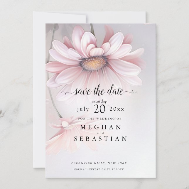 Save The Date Boho Rose Daisy (Devant)