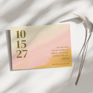 Save The Date Boho Rose Jaune Abstrait Aquarelle Chic Mariage