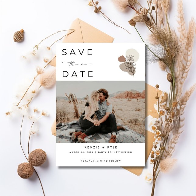 Save The Date Boho Rust Mariage du désert (Boho Rust Photo Desert Wedding Save The Date)