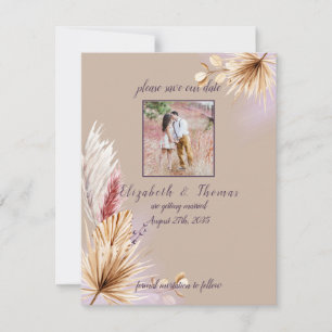 Save The Date Boho Rustic Summer Pampas Grass Mariage