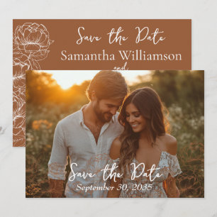 Save The Date Boho Rustic Terracotta Mariage minimaliste