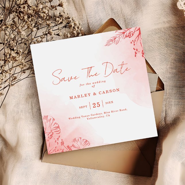 Save The Date Boho rustique aquarelle Mariage en terre cuite (Créateur téléchargé)