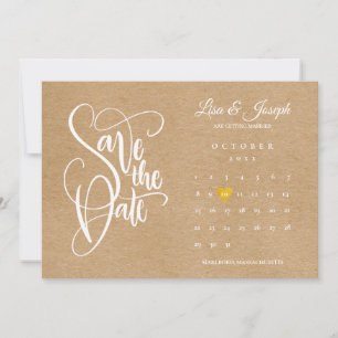 Save The Date Boho Rustique Calendrier Gold Love Heart