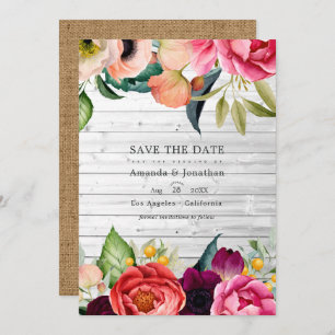 Save The Date Boho Rustique Floral Bohemian Mariage Photo Enregi