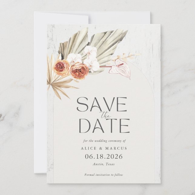 Save The Date Boho Rustique photo mariage Enregistrer la date (Devant)