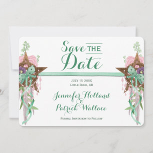Save The Date Boho Sage & Pentacle Rose Wicca Pentacle Handfasti