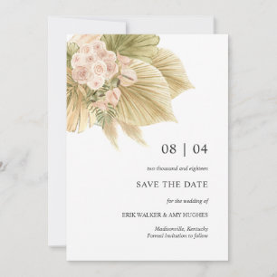 Save The Date Boho séché Floral Pampas Palm Mariage naturel