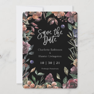 Save The Date Boho Silver & Watercolor Floral Enregistrer la dat