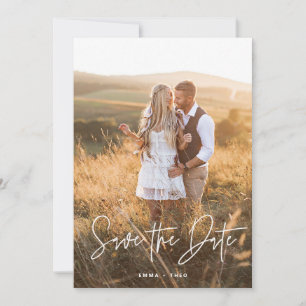 Save The Date Boho simple   Élégant script moderne et photo