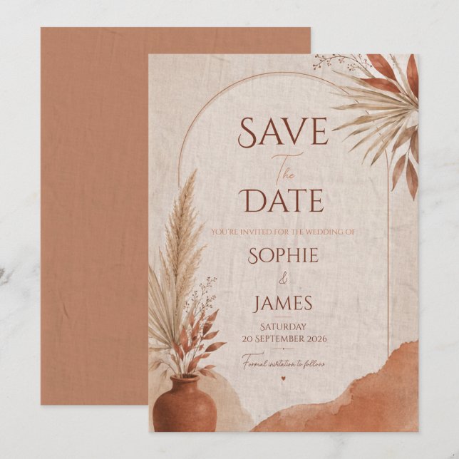 Save the date boho terracota (Front/Back)