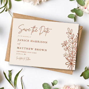 Save The Date Boho Terracotta Orange Brûlé Mariage Rustique
