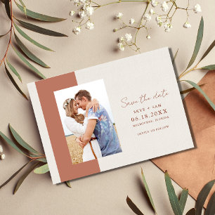 Save The Date Boho Terracotta Simple Photo Mariage