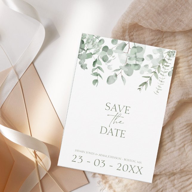 Save The Date Boho Verdure Eucalyptus Mariage Enregistrer la dat (Créateur téléchargé)