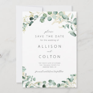 Save The Date Boho vert de sauge rustique eucalyptus