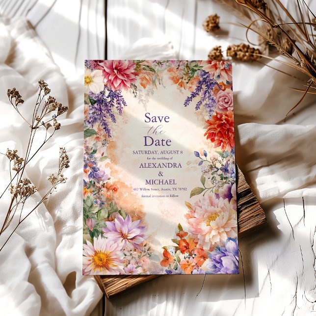 Save The Date Boho Victorian Royal Floral Mariage (Créateur téléchargé)