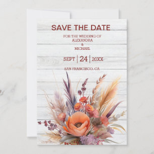 Save The Date Boho Watercolor Pampas Grass Mariage
