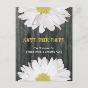 Save The Date Bois d'écorce et mariage de marguerite Enregistrer