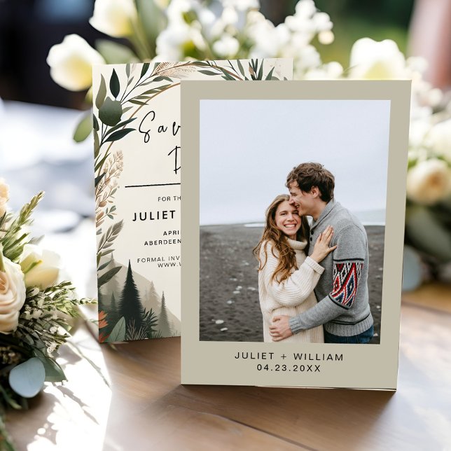 Save The Date Bois Forêt Grange rustique Mariage Arc de ferme (Créateur téléchargé)