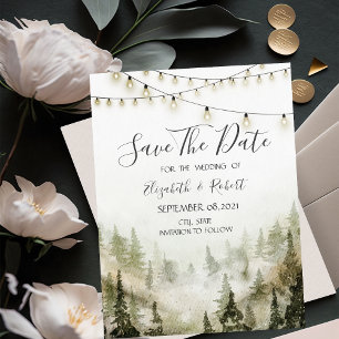 Save The Date Bois, Forêt, Pins Arbres, Lumières Enregistrer La