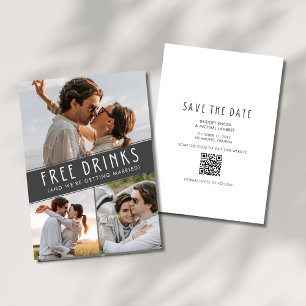 Save The Date Boissons gratuites 3 Photo QR Code Mariage
